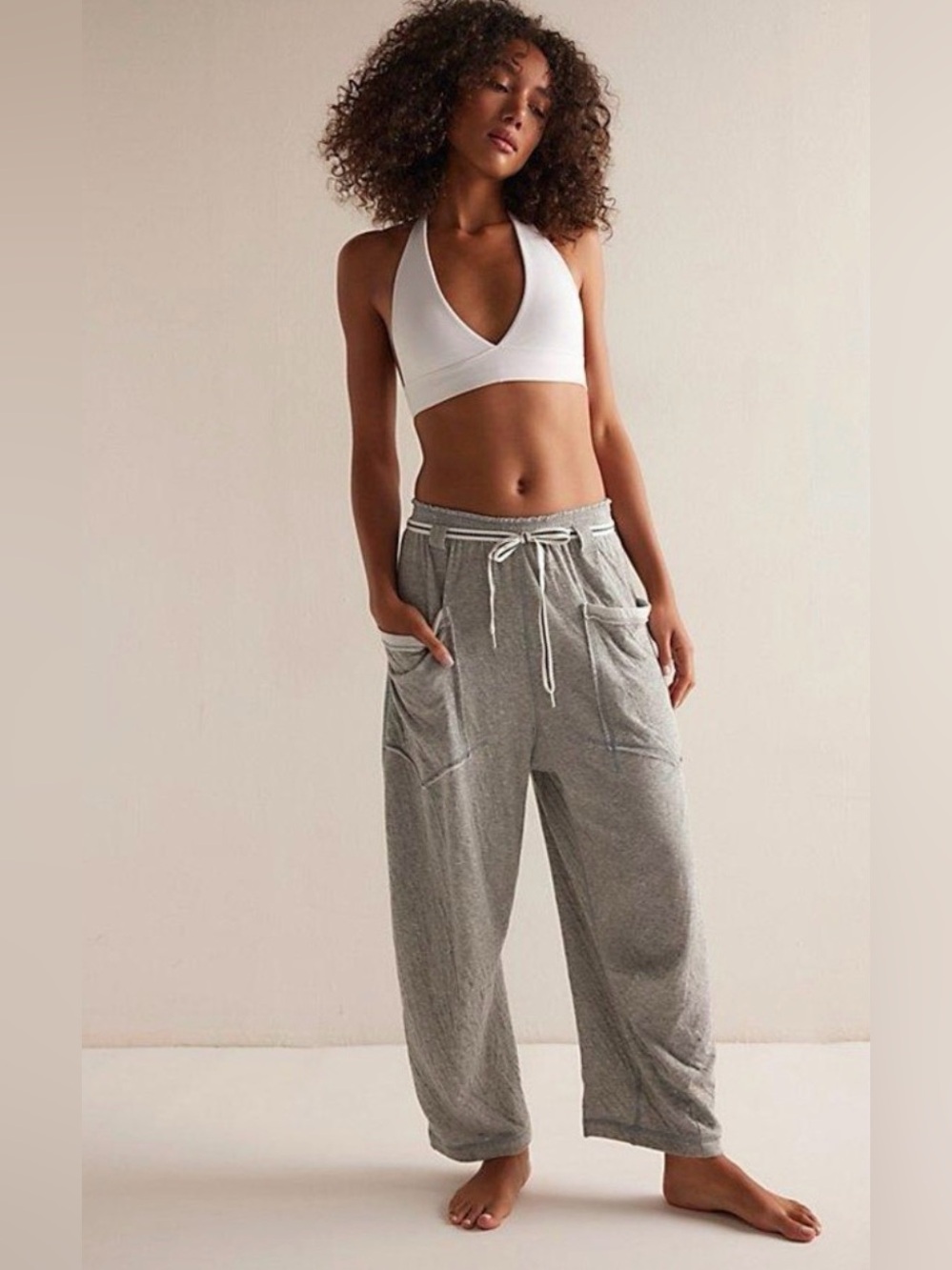 Free People Intimately Gray Wait A Minute Barrel Pants